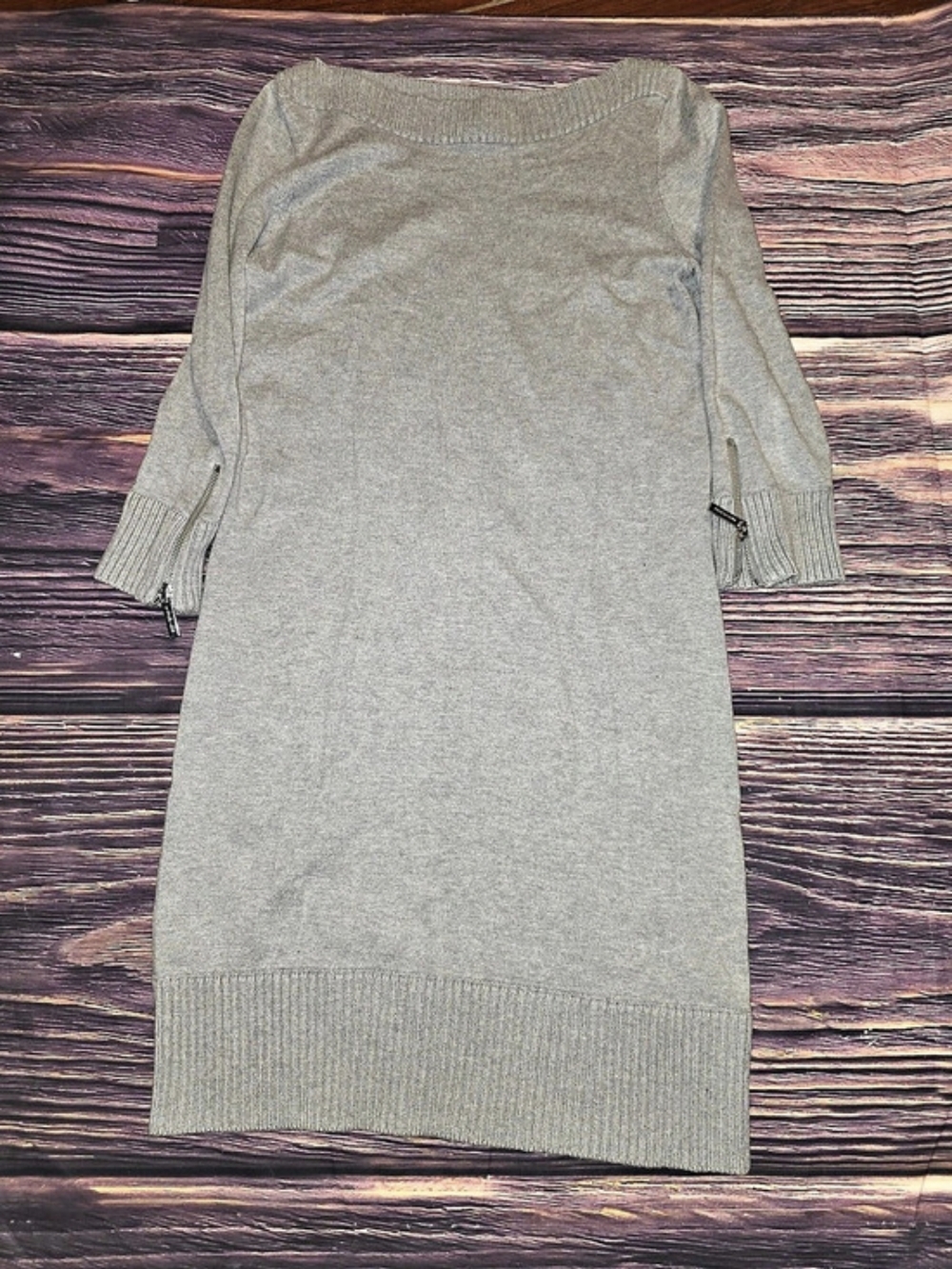 Michael Kors Ribbed Knit Midi Dress Gray Medium Like New